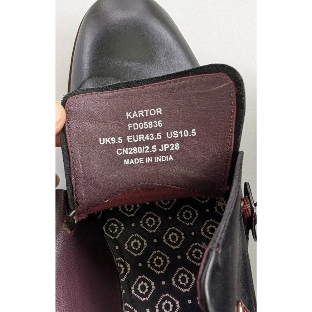 Ted Baker Kartor FD05836 Double Monk Strap Black Leather Shoes Mens US 10.5